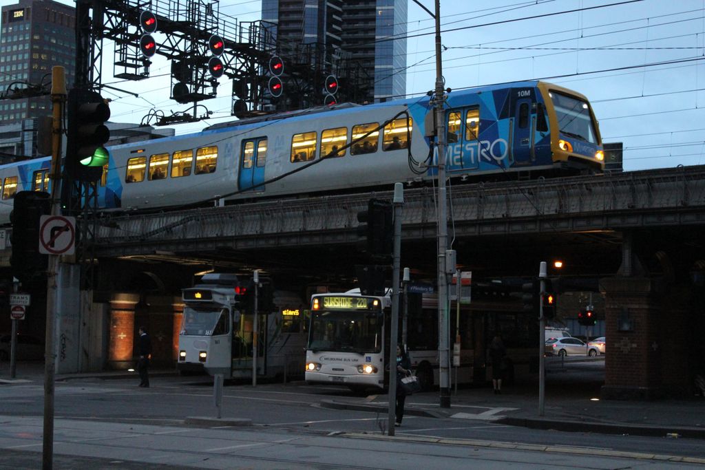 Photo of a Melbourne train, tram and bus